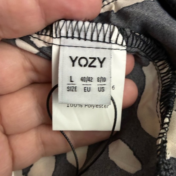 🆕Yozy Long Sleeve Stand Collar Mock Neck Flounce Sleeve Ruched Ruffle Dress L🆕 - Picture 13 of 16